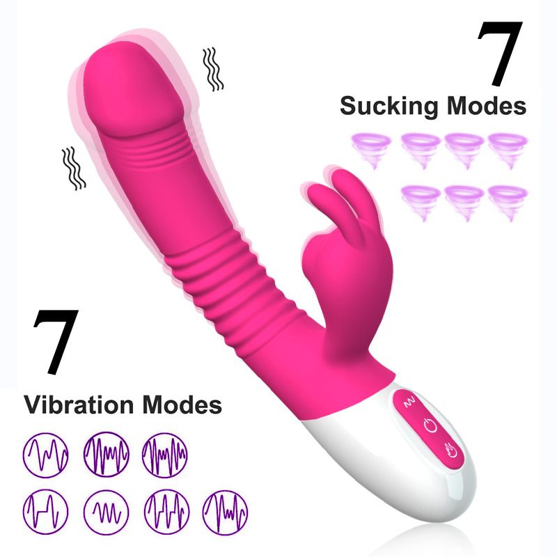 Big Rabbit Clitorals Sucking Vibrator for Women G Spot Anal Vaginal Stimulator Heating Realistic Vibrating Dildo 3