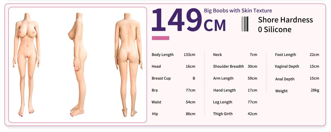149cm/4ft10 B-cup Realistic Skin Texture Electronic Vibrating Vagina Silicone Sex Doll – Yi yi - Image 3