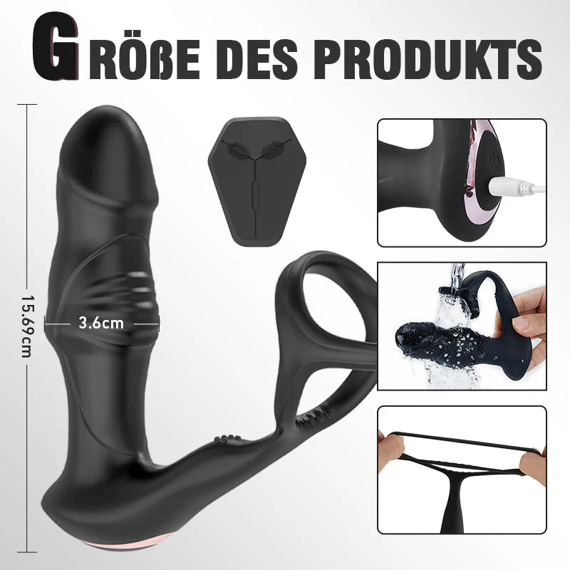 9 Wackelndes schwingendes und vibrierendes Prostata-Massagegerät mit Penisring ANAL TOY - Image 6