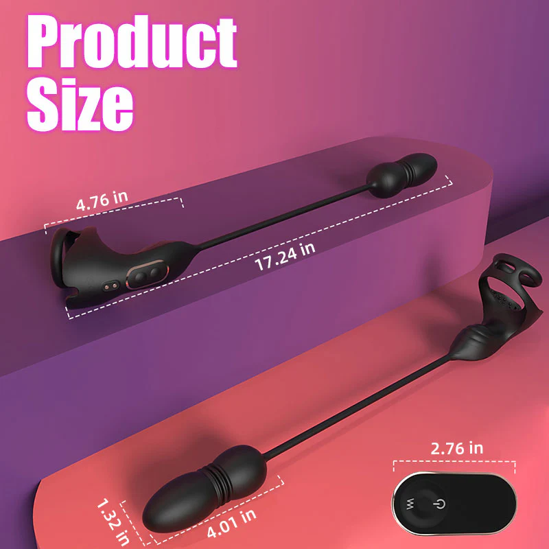 Acmejoy - 9 Thrusting & Vibrating Prostate Massager with Dual Cocking Rings Testicular Stimulator - Image 7