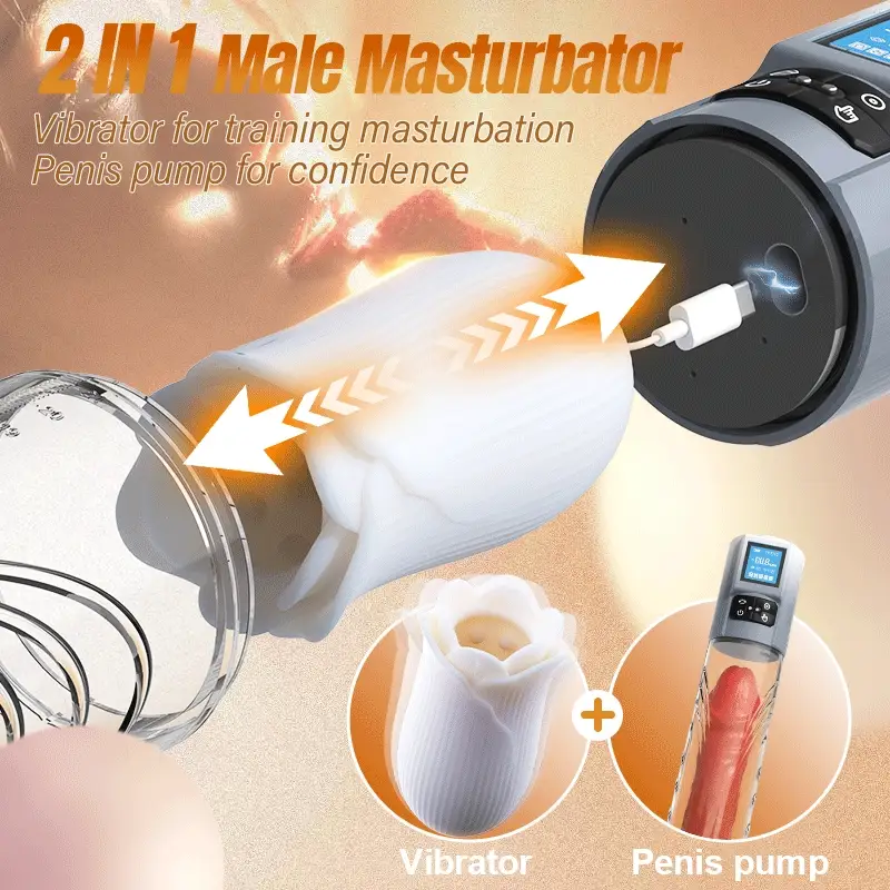 Acmejoy - Robert 2 IN 1 Powerful Vibrating Masturbator Penis Pump with Manual Mode - Image 3