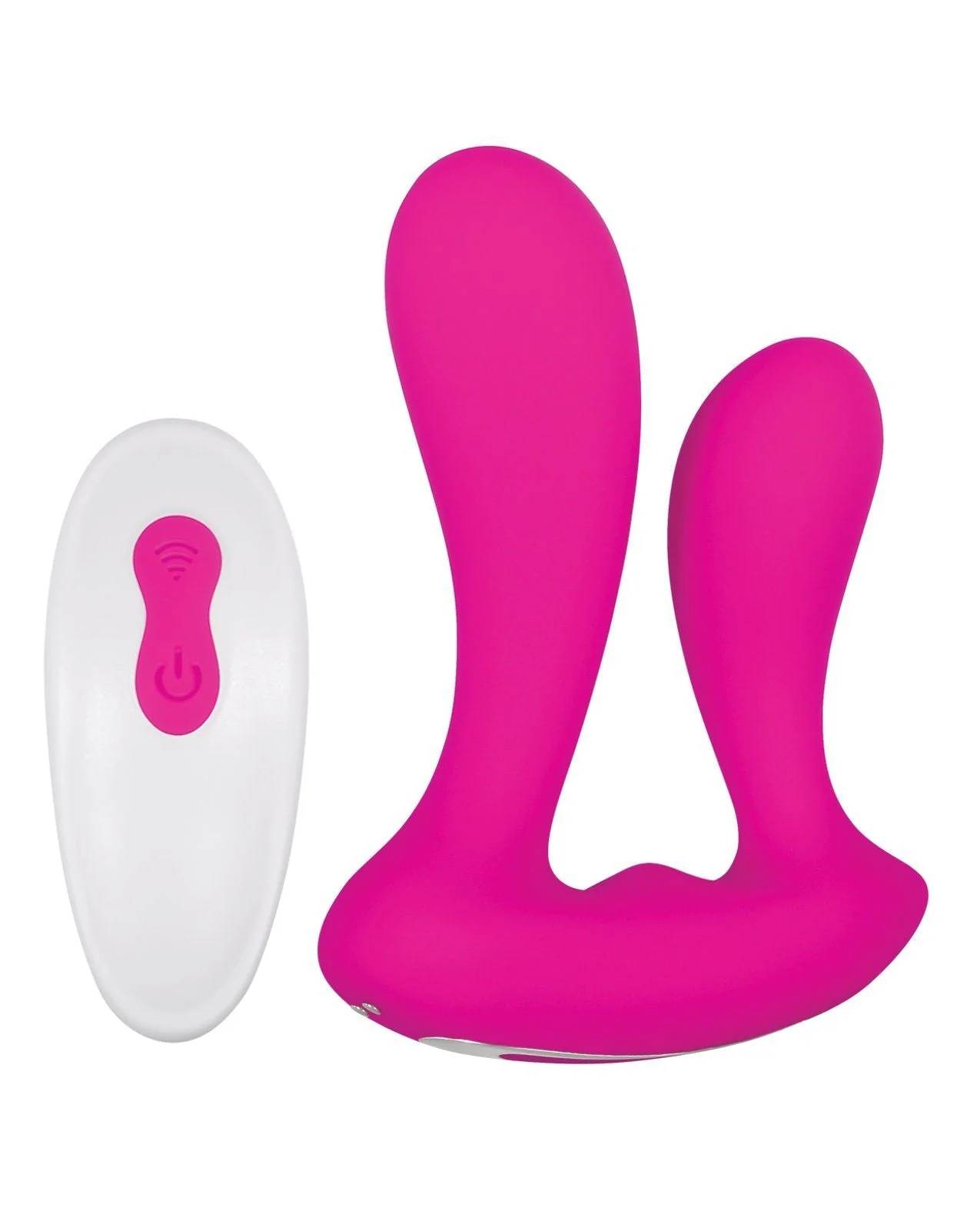 Adam & Eve Rechargeable Dual Entry Vibe w/Remote - Pink - Image 3