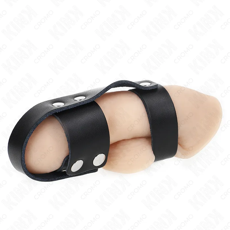 Anneaux péniens cuir ajustable KINK BDSM premium - Image 4