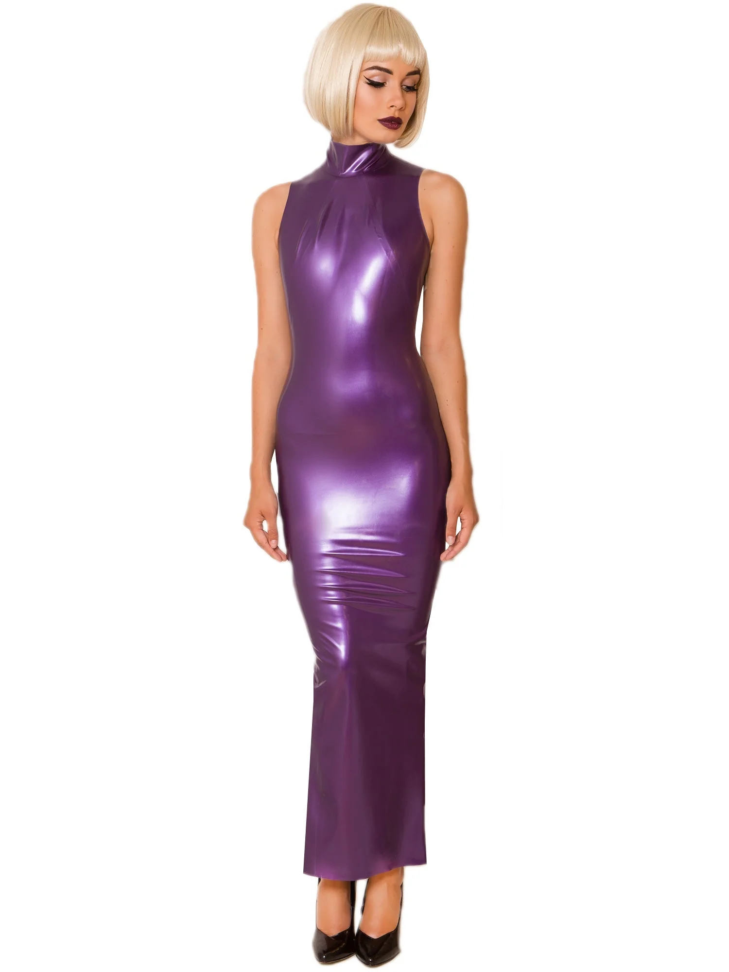 Black Latex/Rubber Mermaid Dress - Image 6