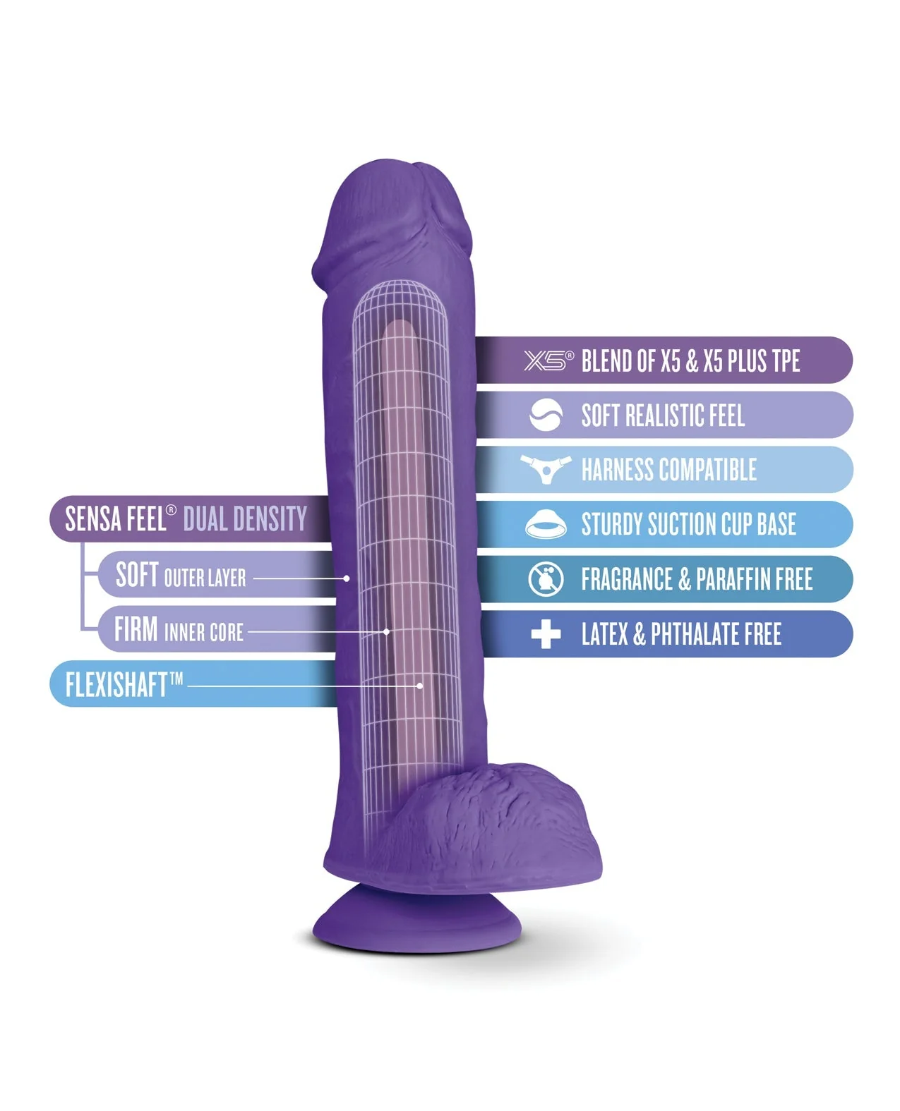 Blush Au Naturel Bold Big John 11.5" Dildo - Purple - Image 5
