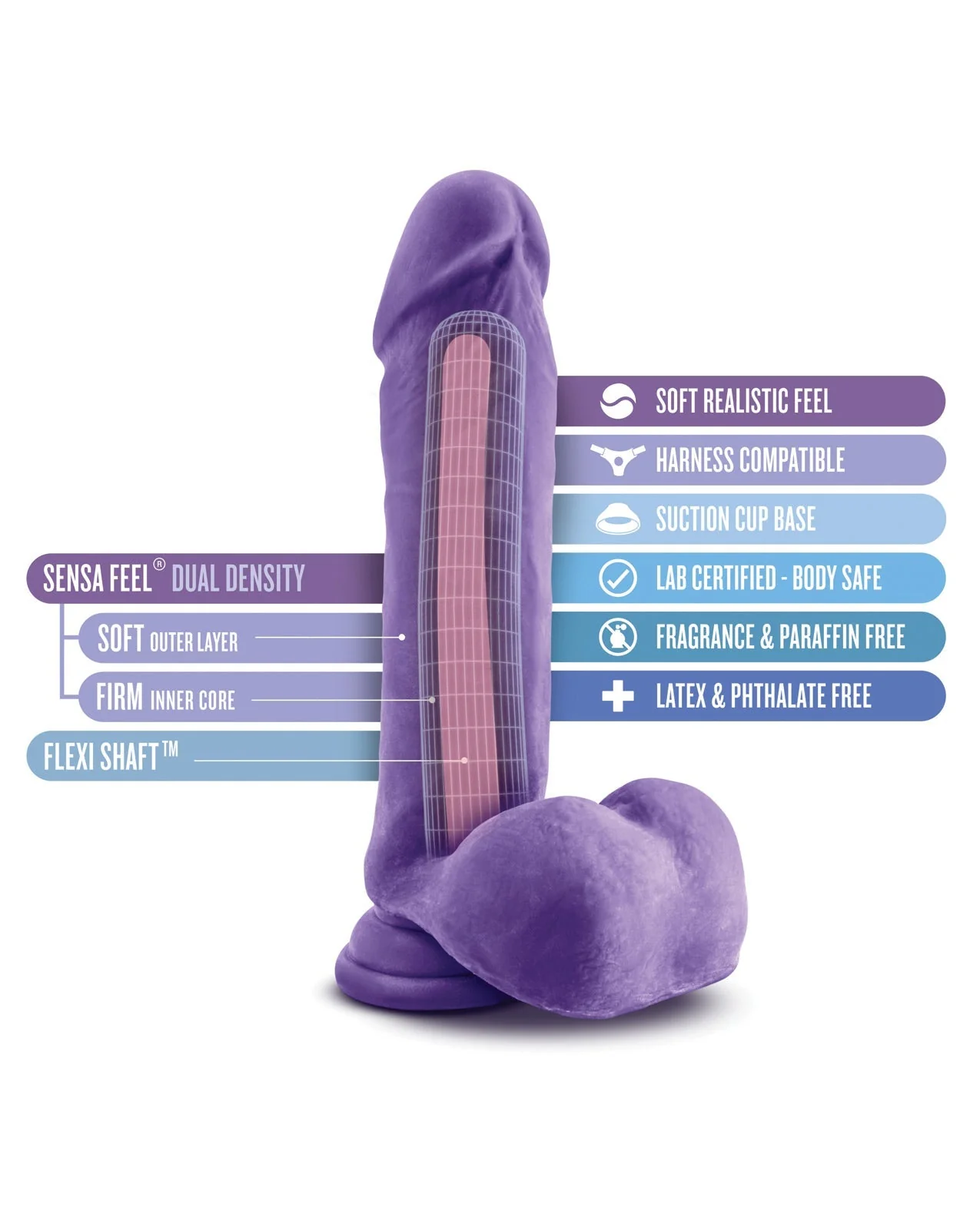 Blush Au Naturel Bold Hero 8" Dildo - Purple - Image 5