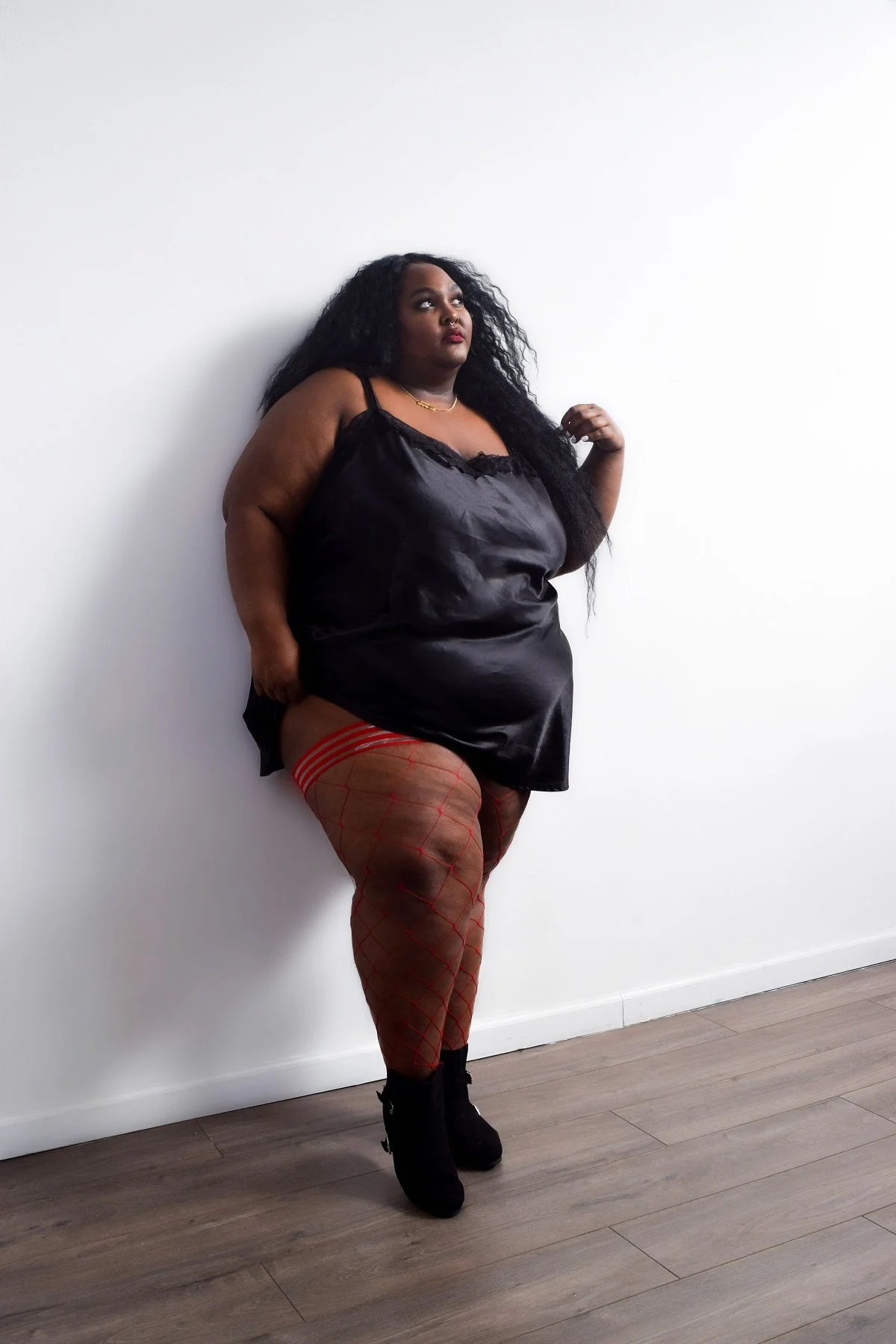 Claudia: Red Net...You Bet! Petite to Plus Size Thigh Highs - Image 3