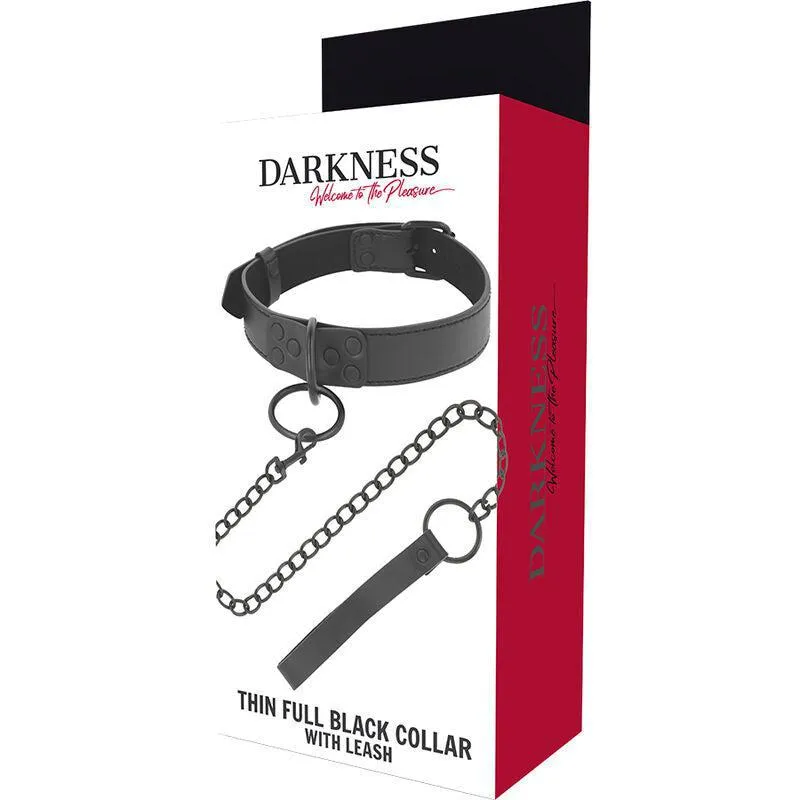 Collier Bdsm En Néoprène Noir Avec Chaîne - Image 2