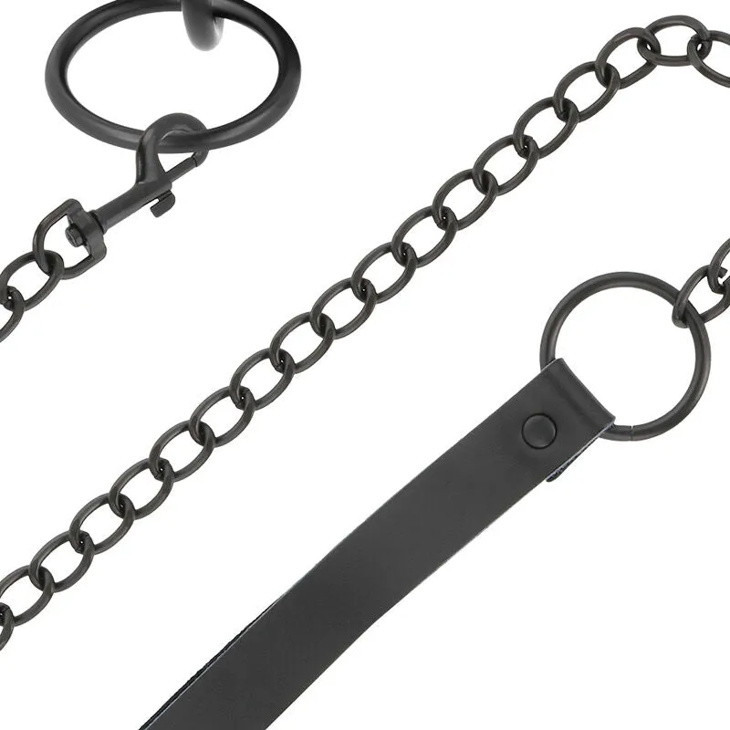 Collier Bdsm En Néoprène Noir Avec Chaîne - Image 3