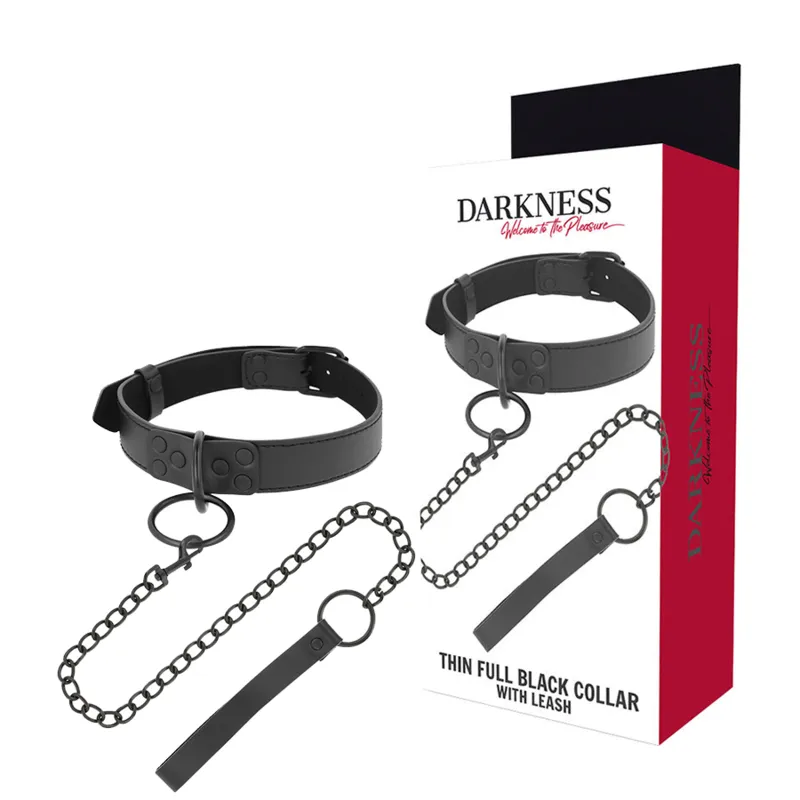 Collier Bdsm En Néoprène Noir Avec Chaîne - Image 6
