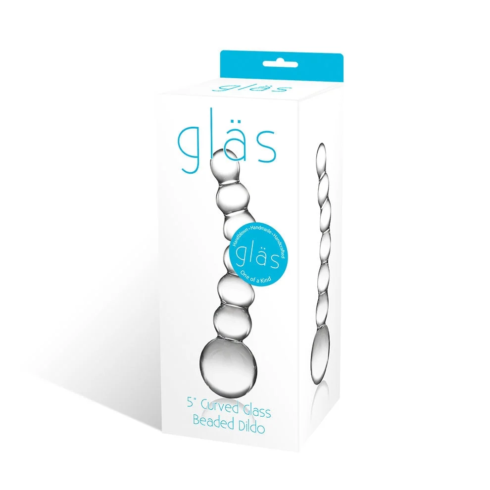 Curved Glass Beaded Dildo 5" - Image 2