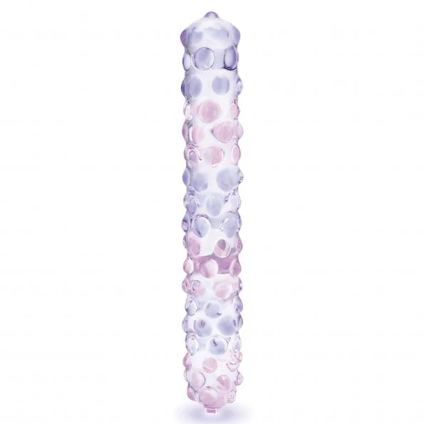 Purple Rose Nubby Glass Dildo 9"