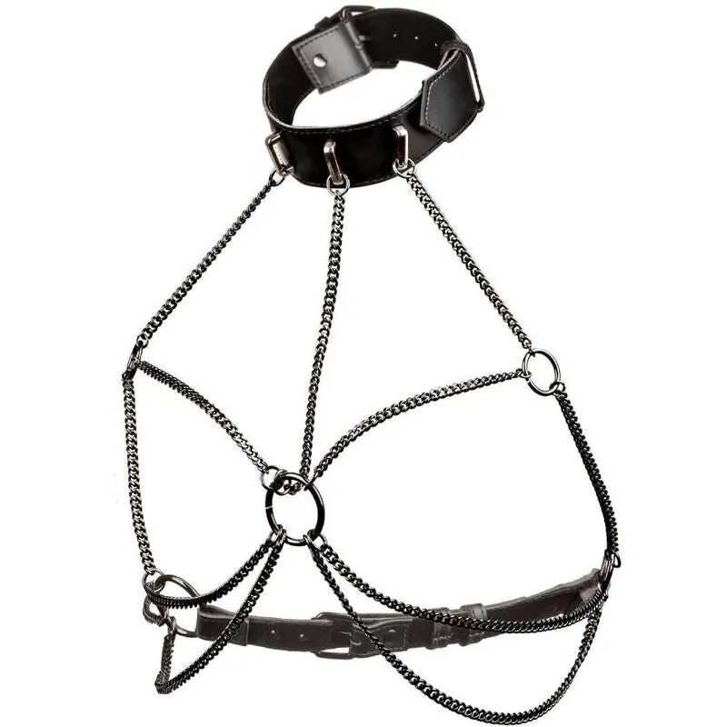 Harnais À Collier Multi Chaînes Cuir Végétalien Grande Taille - Image 4
