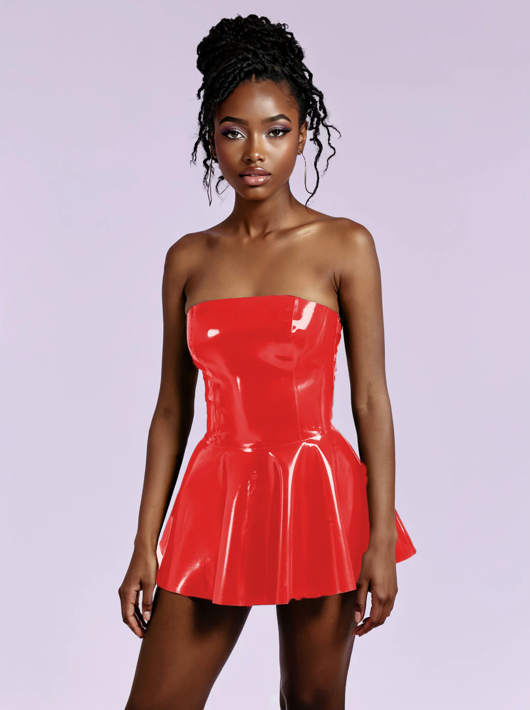 Latex/Rubber Skater Dress in Purple - Image 11