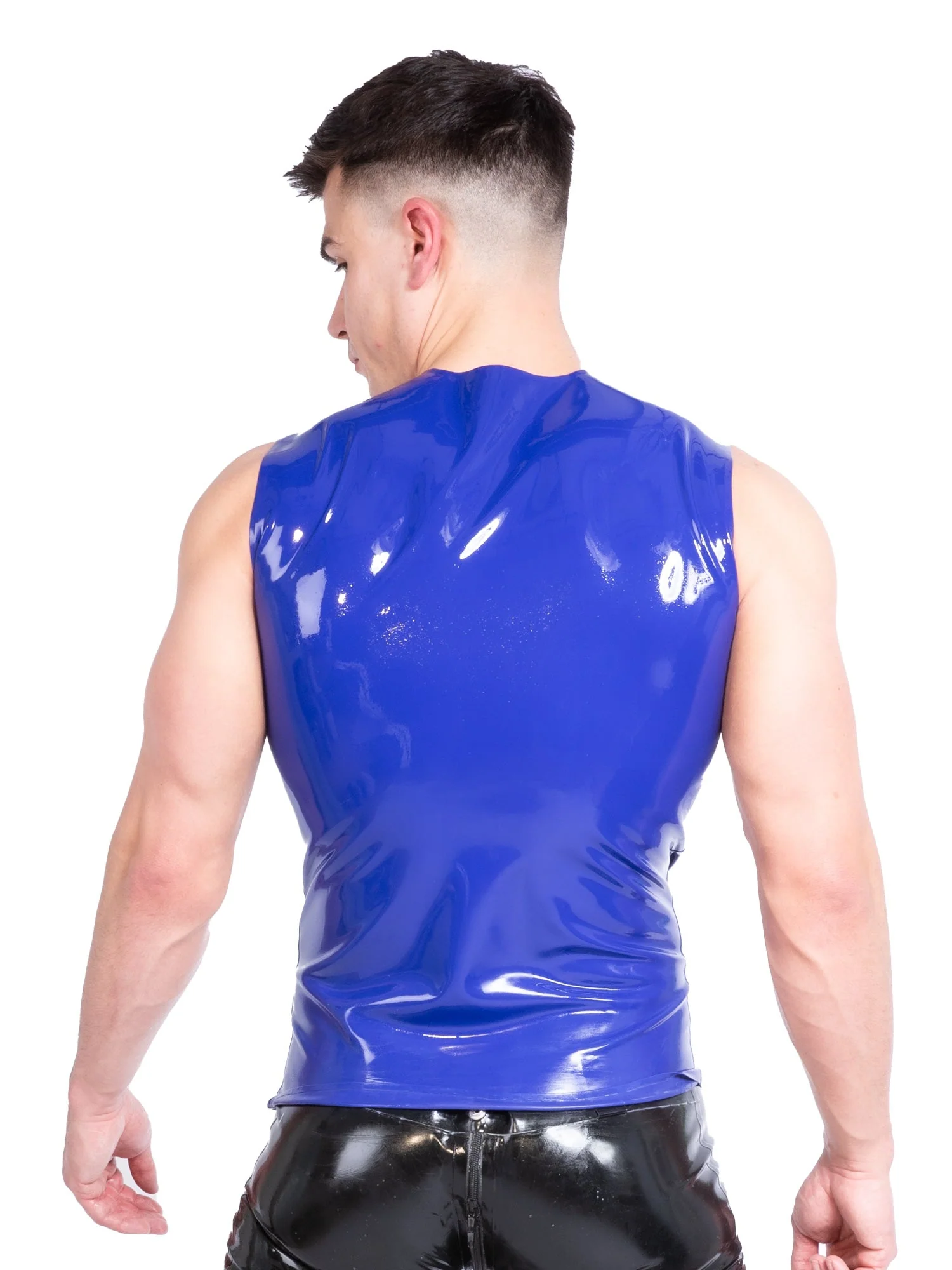 Latex/Rubber Sleeveless T Shirt in Blue - Image 4