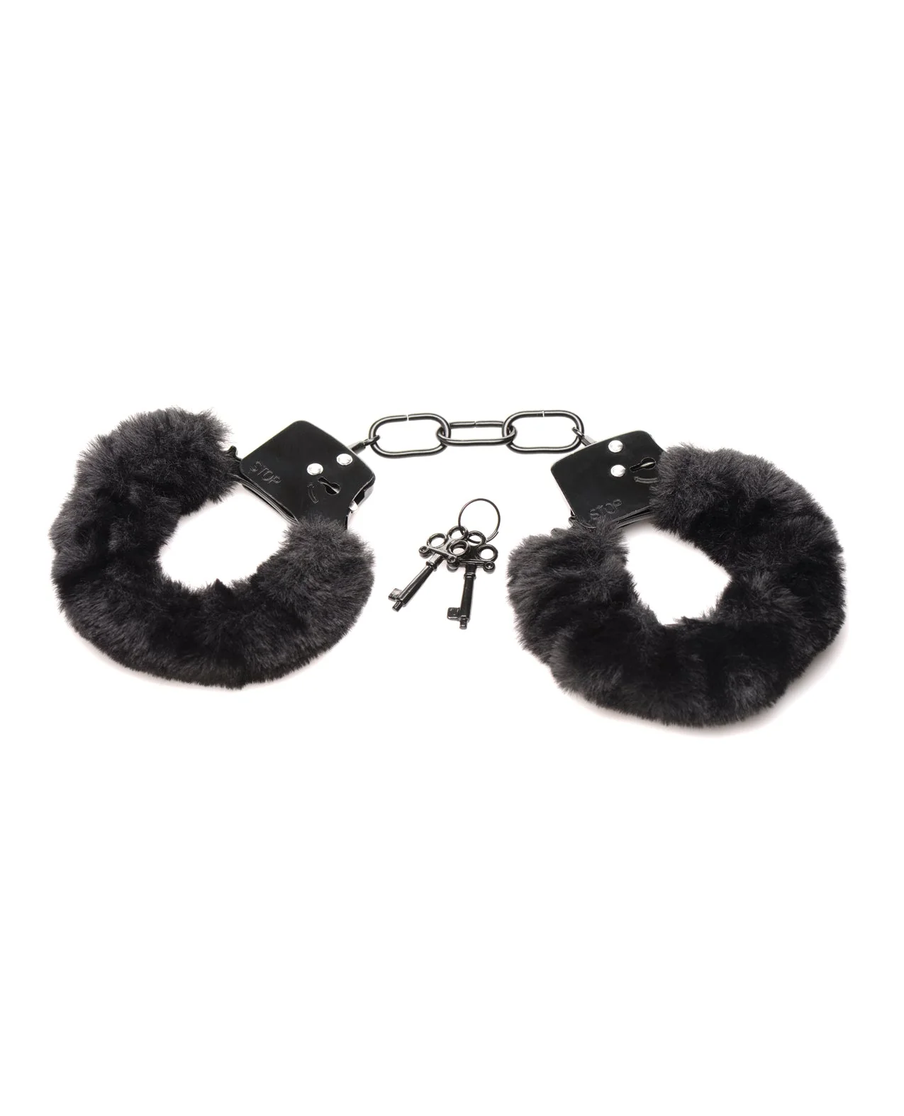 Master Series Cuffed in Fur Furry Handcuffs - Black - Image 2