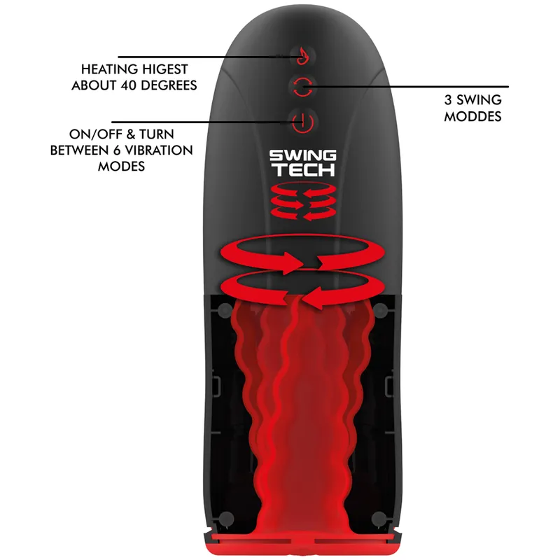Masturbateur Masculin Silicone Noir Chauffant Premium - Image 7