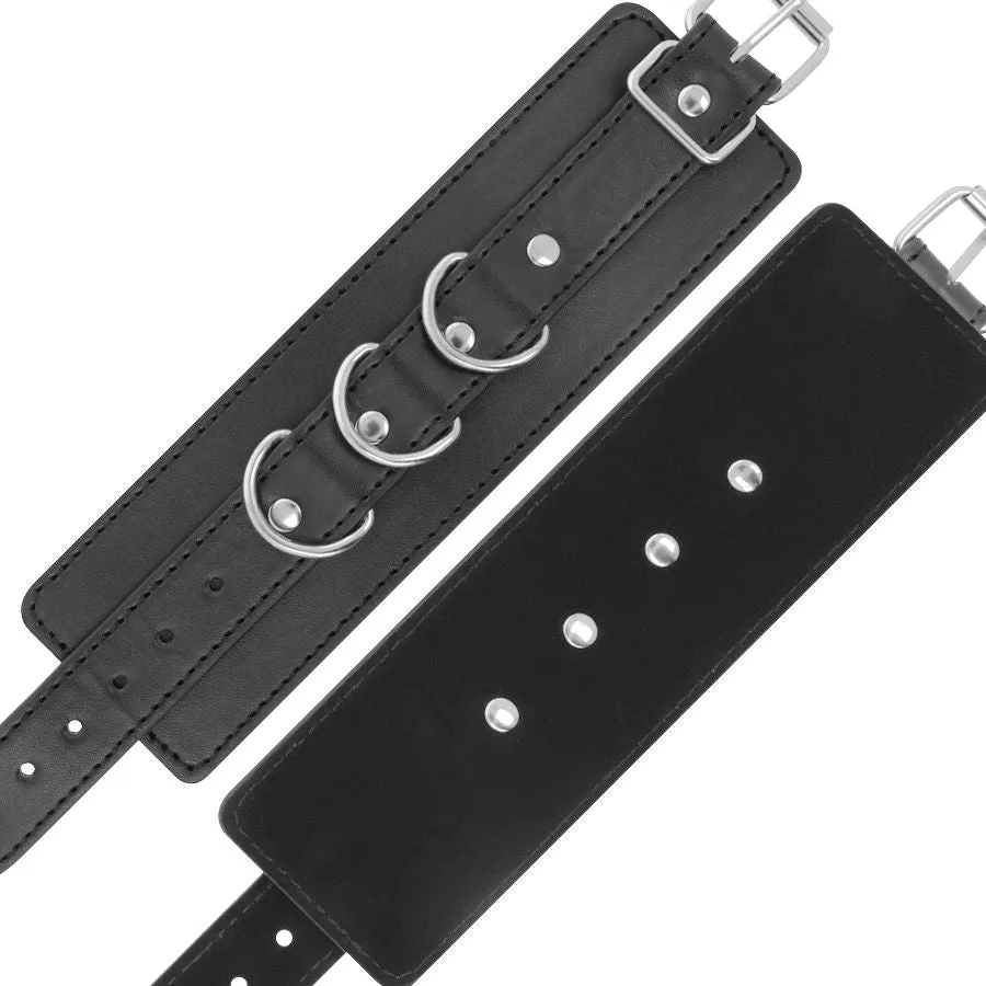 Menottes BDSM Cuir PVC Noires Réglables Haut de Gamme - Image 5
