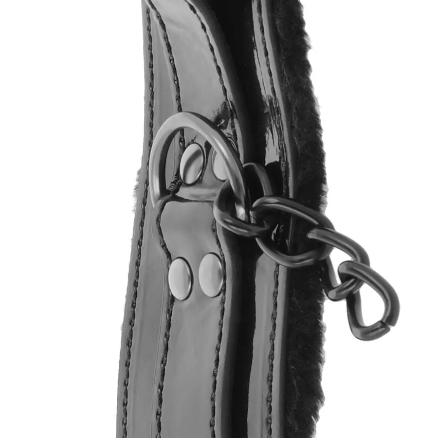 Menottes Cuir Pvc Noires Bdsm Ajustables - Image 5