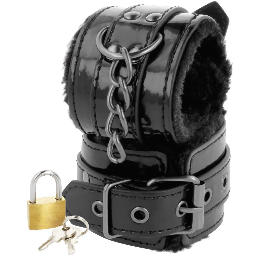 Menottes Cuir Pvc Noires Bdsm Ajustables - Image 7