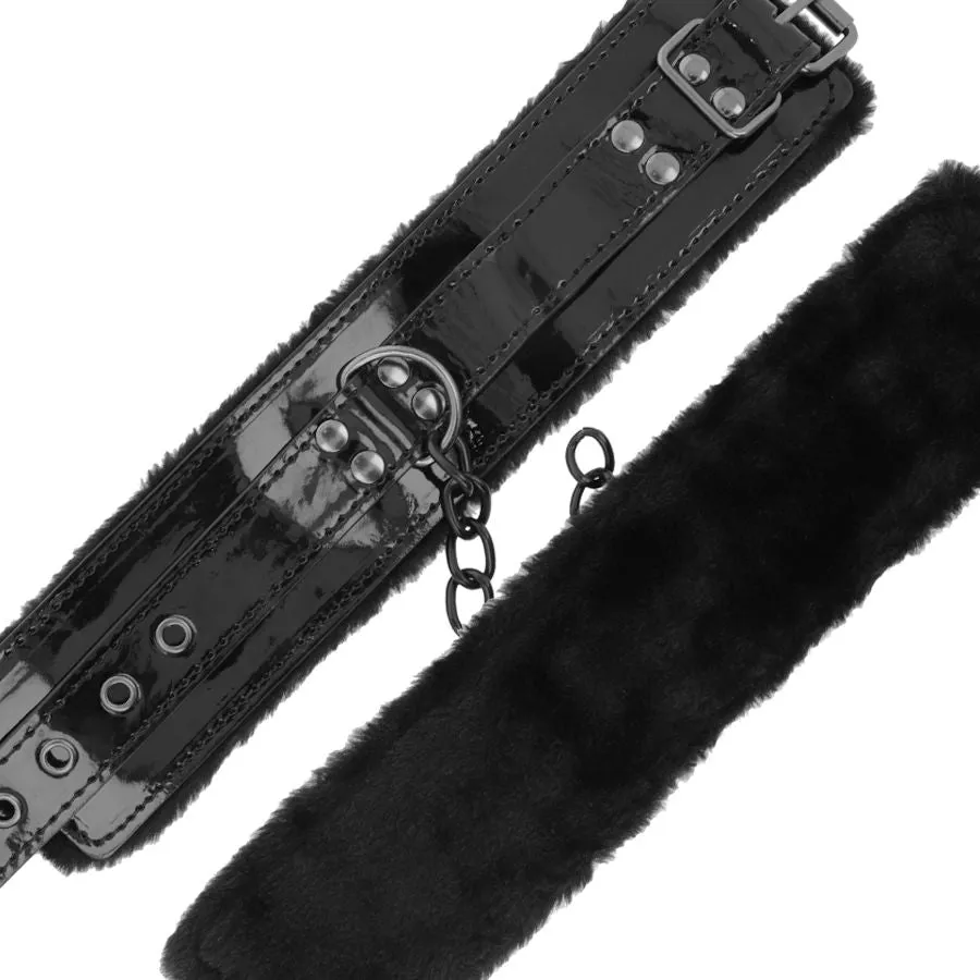 Menottes Réglables en Cuir PVC Noir BDSM - Image 4