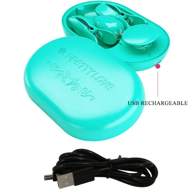 Pinces À Tétons Électrostimulation Silicone Bleu - Image 4