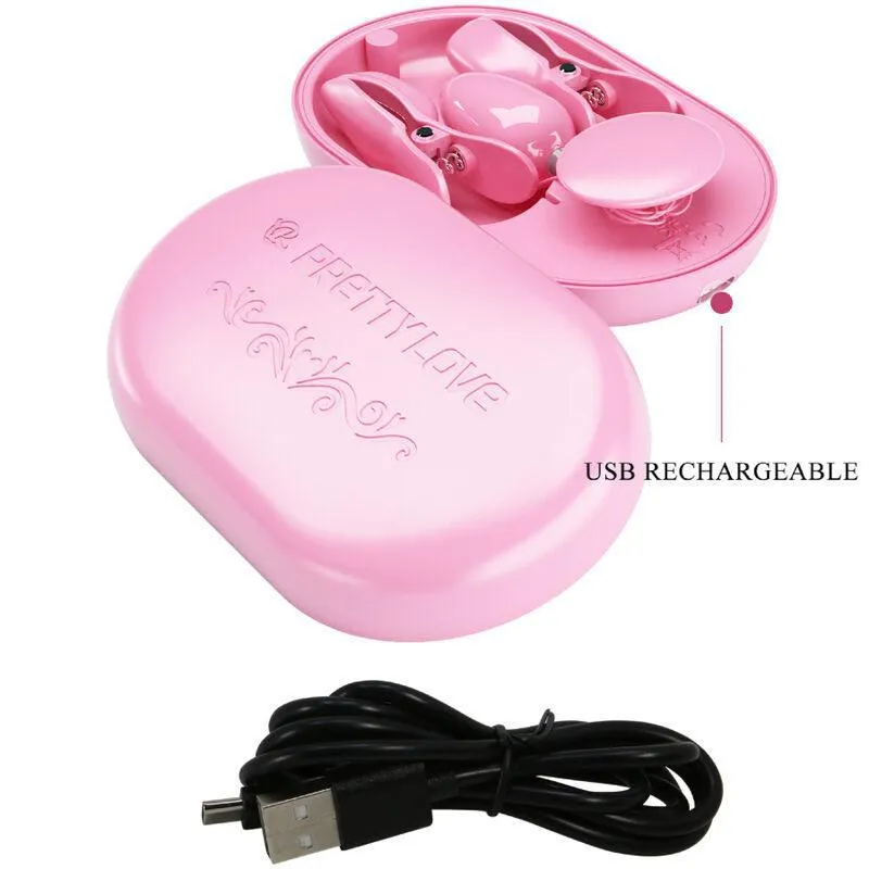 Pinces À Tétons Électrostimulation Silicone Rose - Image 4