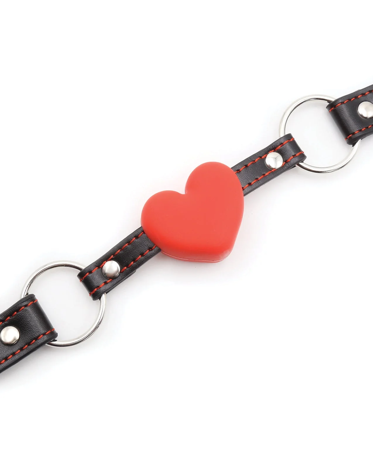 Plesur Heart Ball Gag w/Red Hearts - Black - Image 3