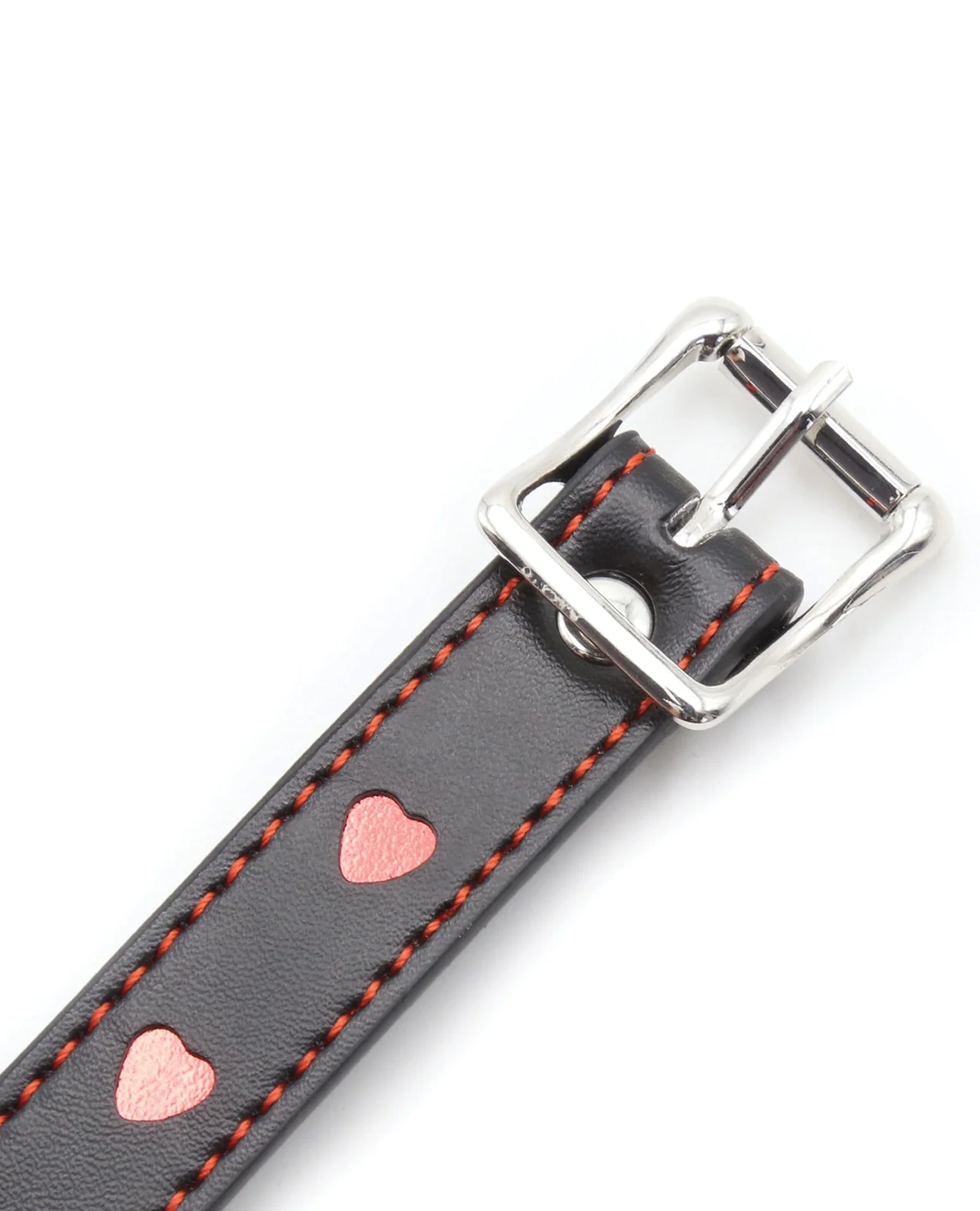 Plesur Heart Ball Gag w/Red Hearts - Black - Image 5