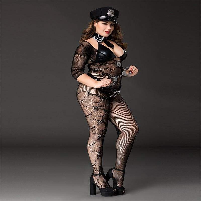 Plus Size Policewoman - Sexy Police Costume PU Leather Military Uniform Erotic Clubwear Lingerie - Image 4