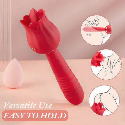 Acmejoy Red Rose Low Noise 5 Thrusting & Vibrating 7 Tongue Licking Vibrator - Image 3