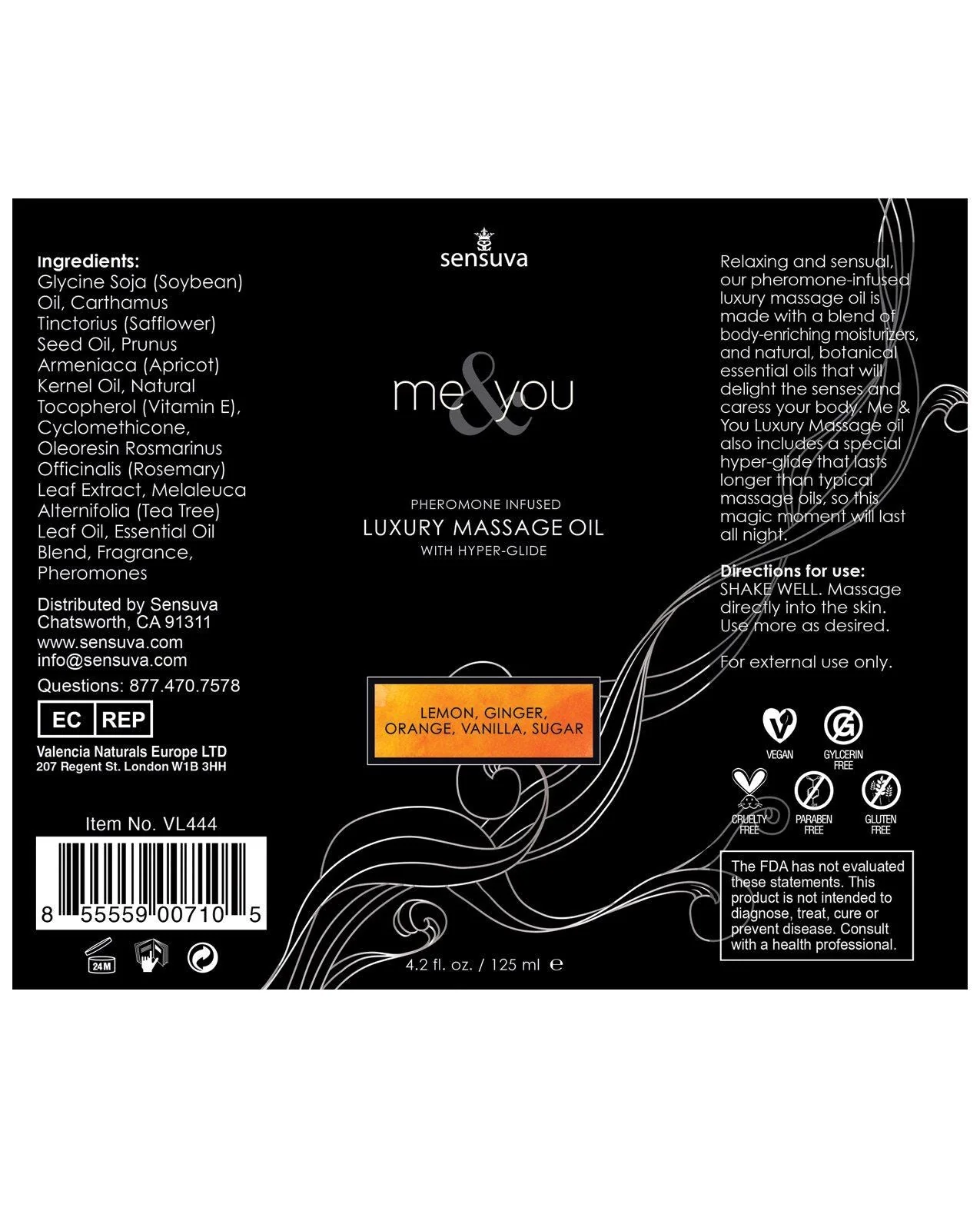 Sensuva Me & You Massage Oil - 4.2 oz Sugar & Citrus - Image 2