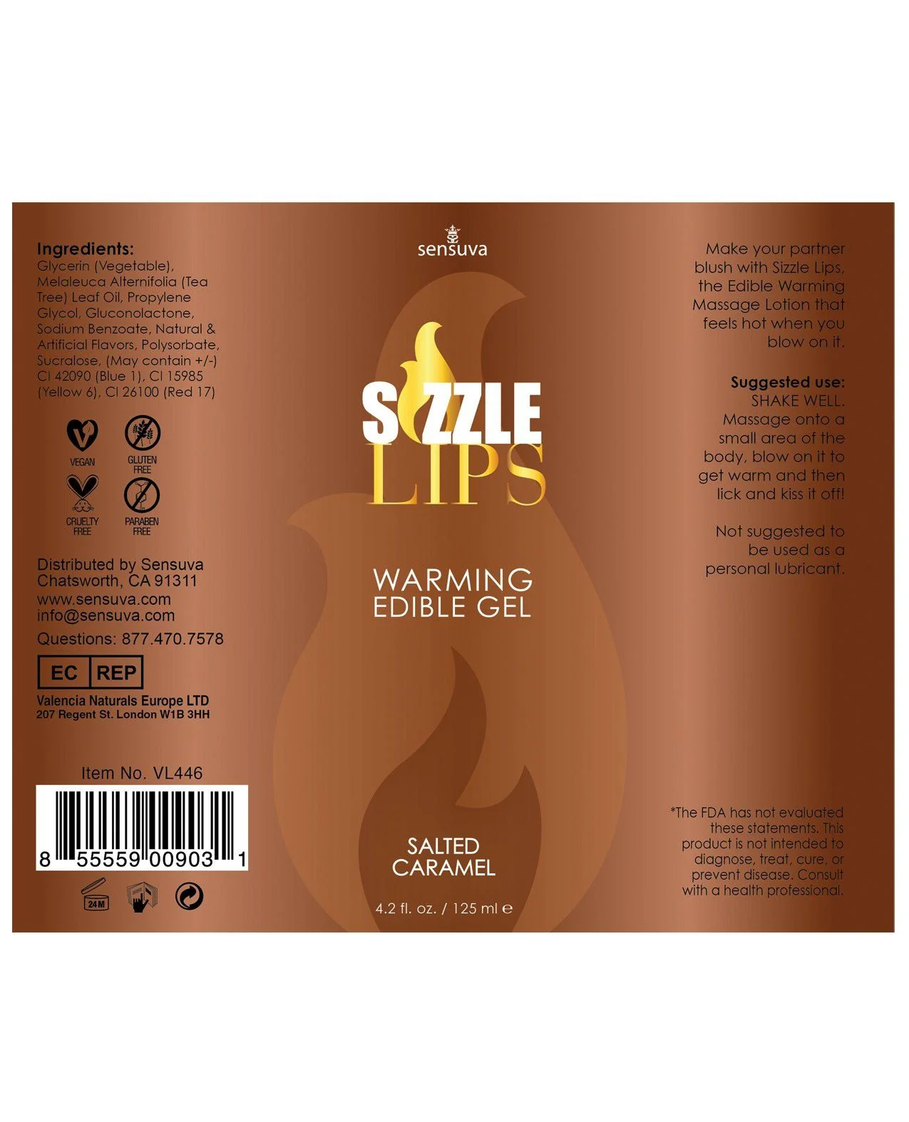 Sensuva Sizzle Lips Warming Gel - 4.2 oz Salted Caramel - Image 2