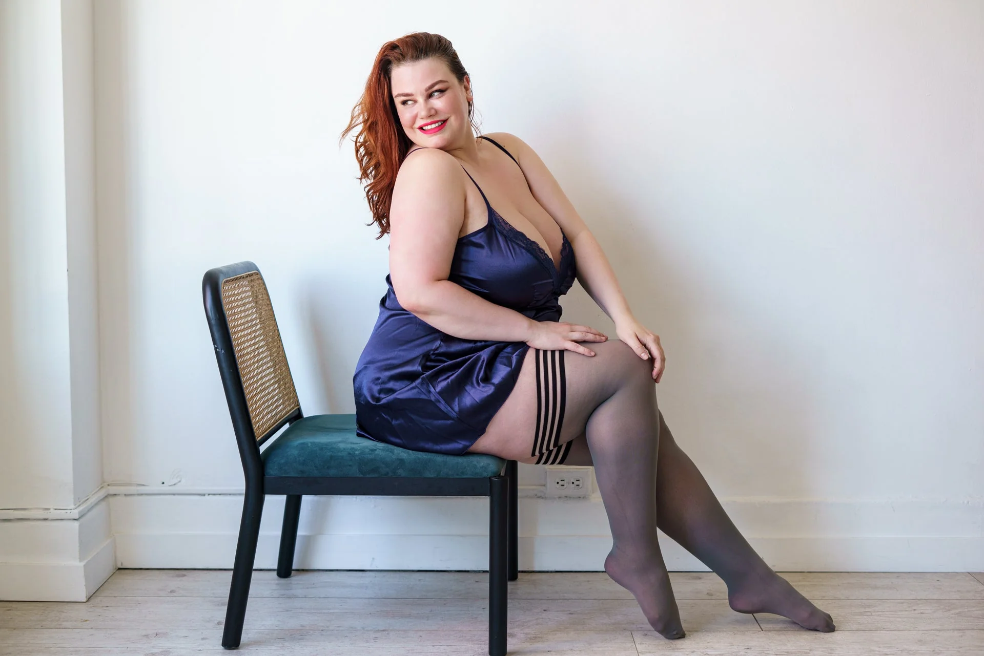 Sierra: Grey Opaque Thigh Highs. Petite to Plus Size - Image 3