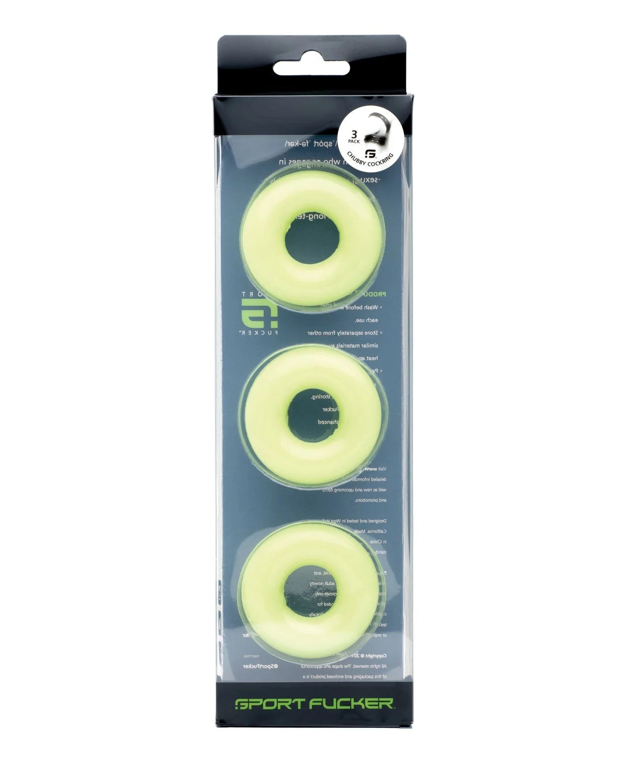 Sport Fucker Chubby Cockring Pack of 3 - Glow - Image 2