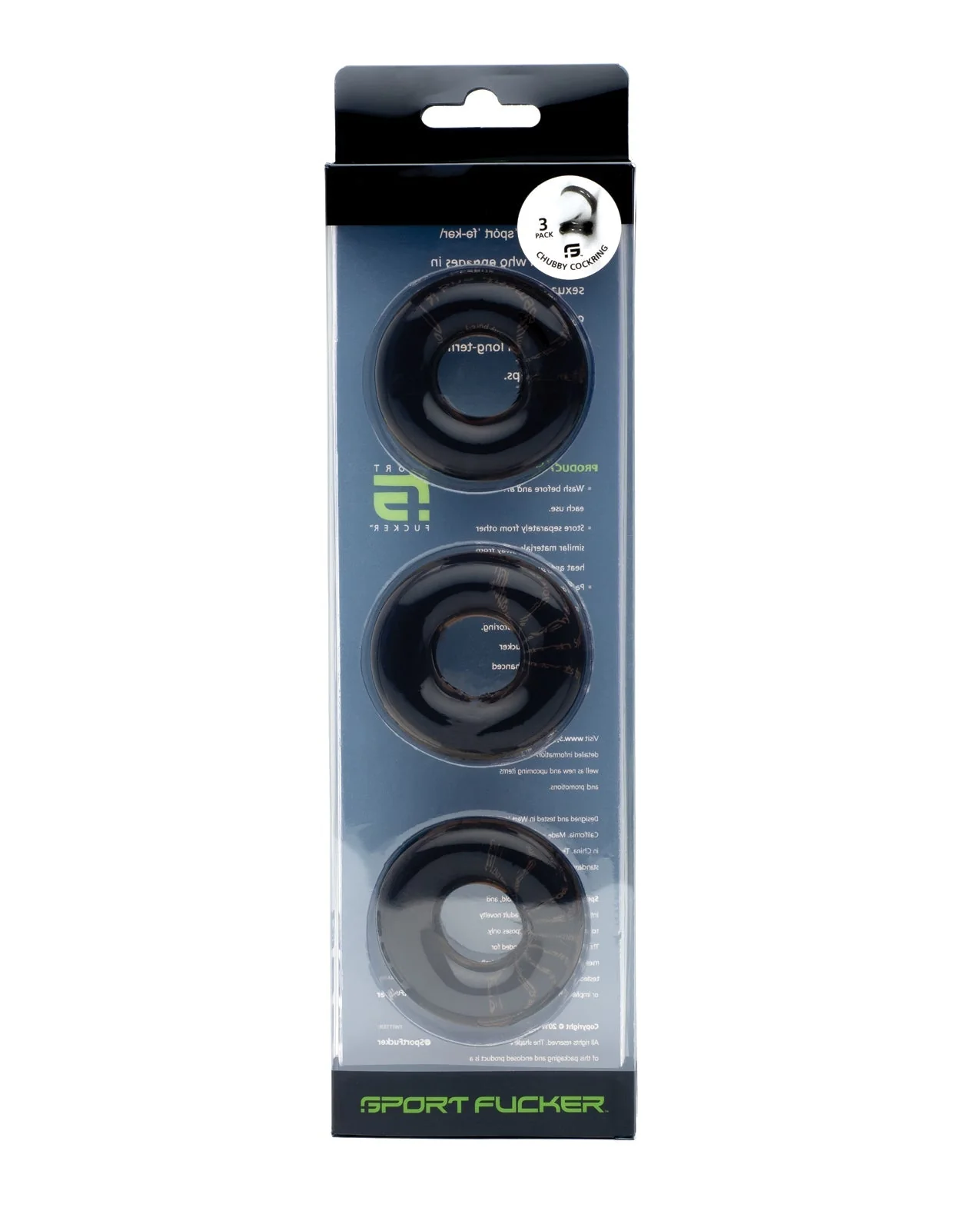 Sport Fucker Chubby Cockring Pack of 3 - Smoke - Image 2