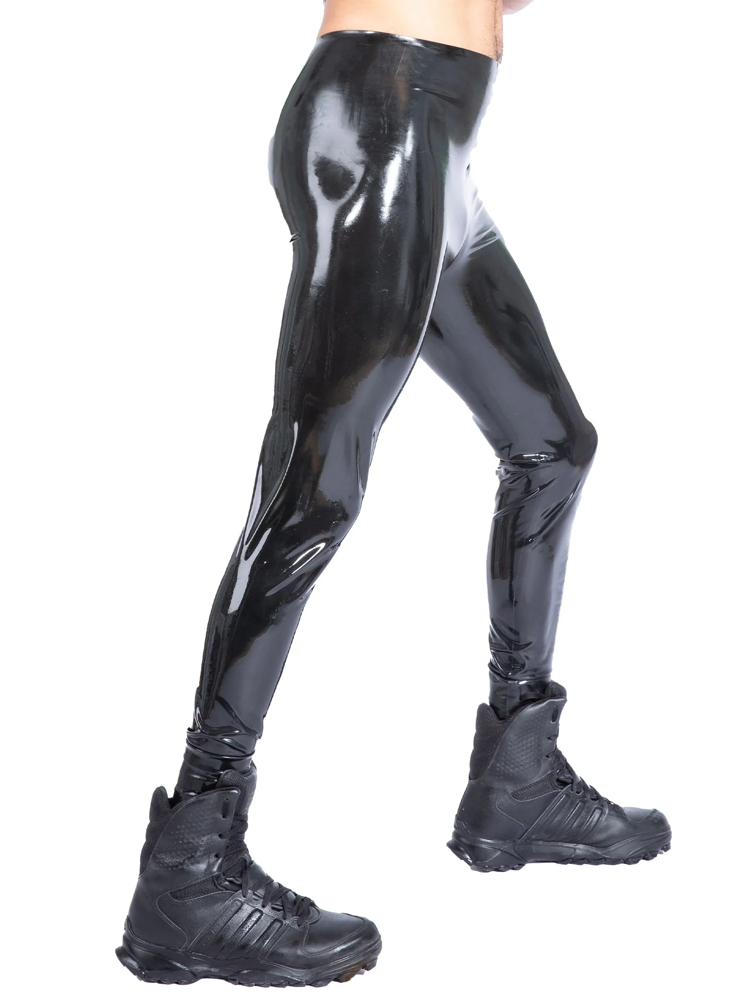 Unisex Latex/Rubber Leggings In Black - Image 2