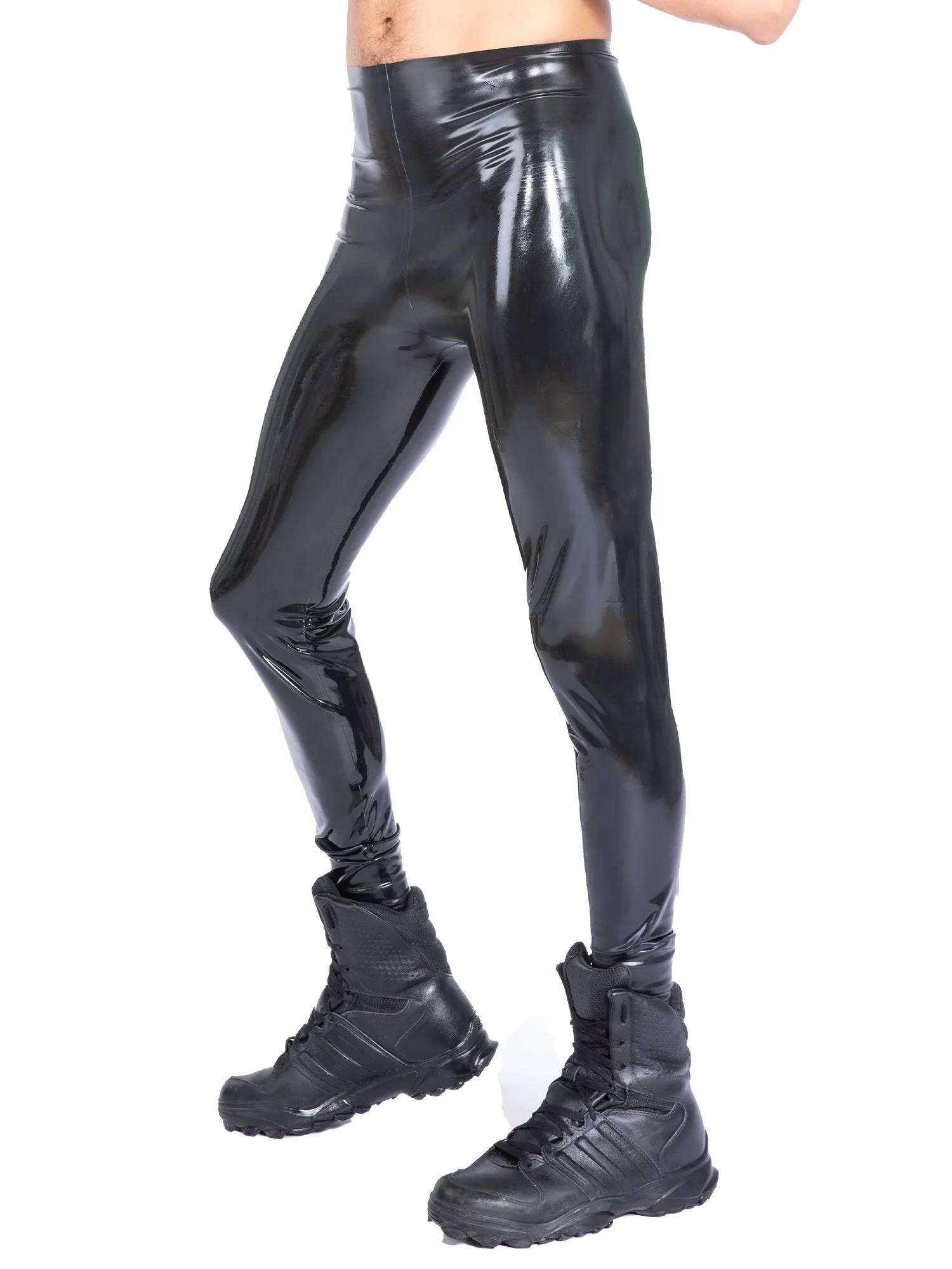 Unisex Latex/Rubber Leggings In Black - Image 3