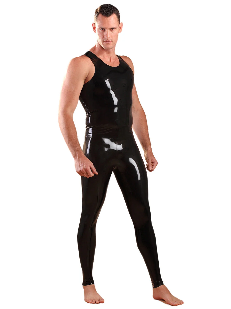 Unisex Latex/Rubber Leggings In Black - Image 5