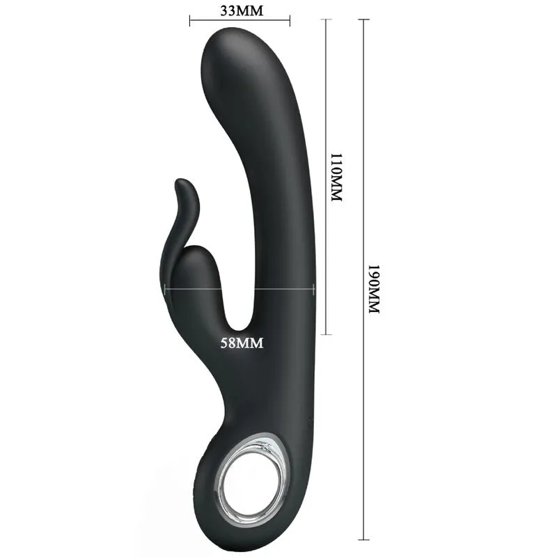 Vibromasseur Lapin Silicone Noir Rechargeable - Image 3