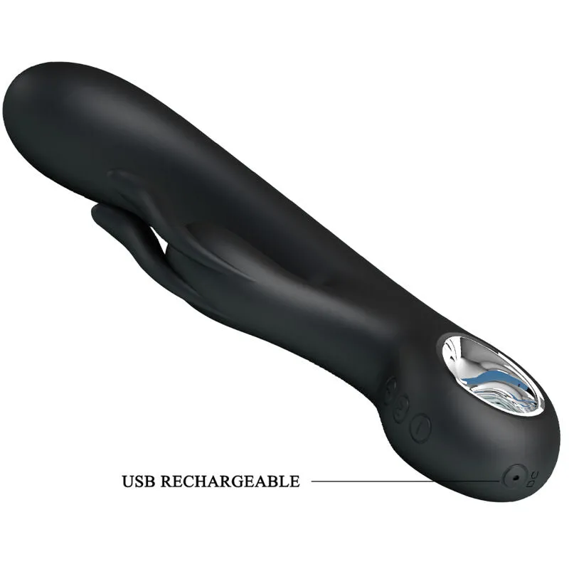 Vibromasseur Lapin Silicone Noir Rechargeable - Image 4