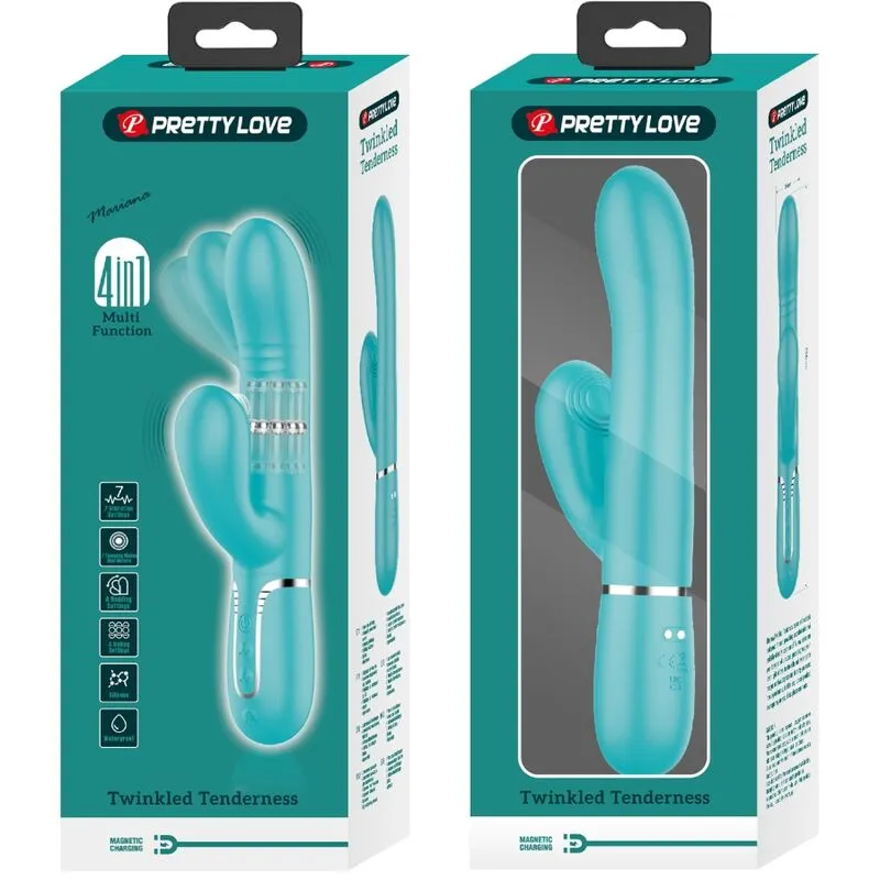 Vibromasseur Rabbit Vert Aqua Silicone Multifonctions - Image 2