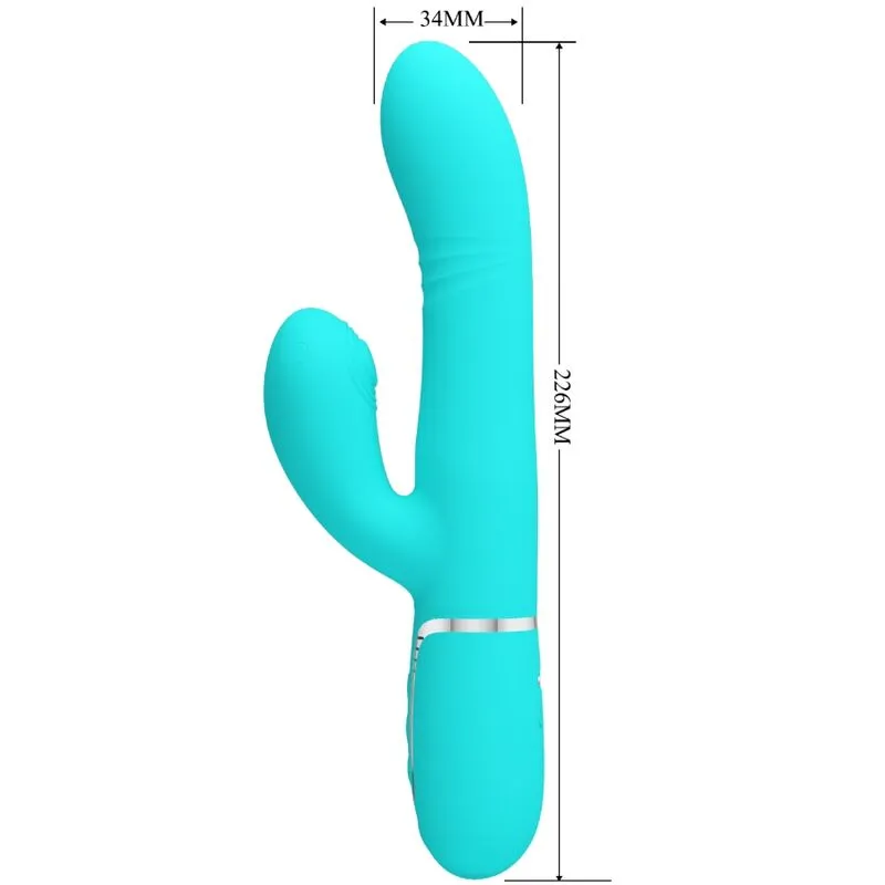 Vibromasseur Rabbit Vert Aqua Silicone Multifonctions - Image 4