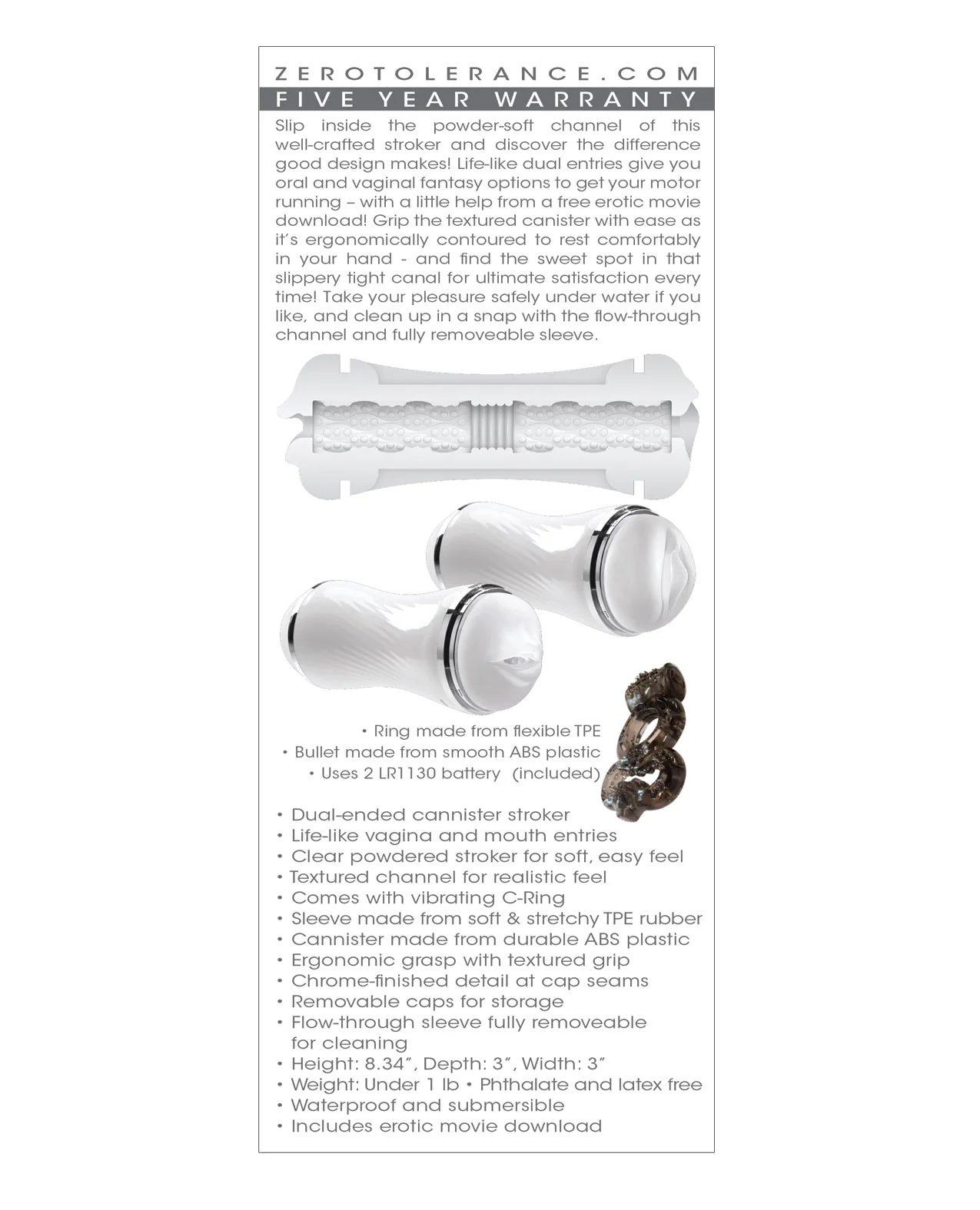 Zero Tolerance Double Dip Stroker - White - Image 2