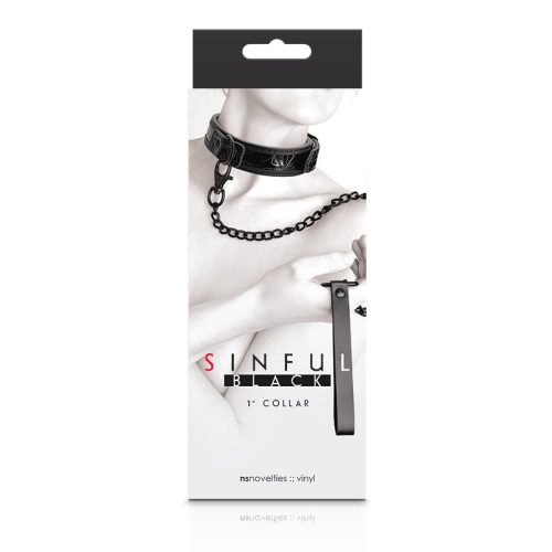 NSN 1222 23 sinful collar 1in black pkg lo