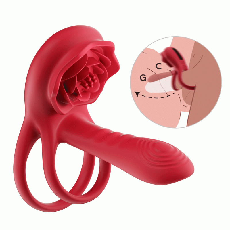 POLLYVibratingPenisSleeveDoubleCockRing ClitoralStimulator