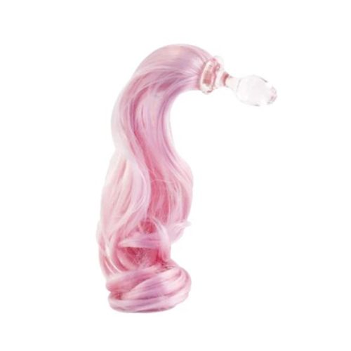 baby pink crystal minx detachable faux pony tail plug