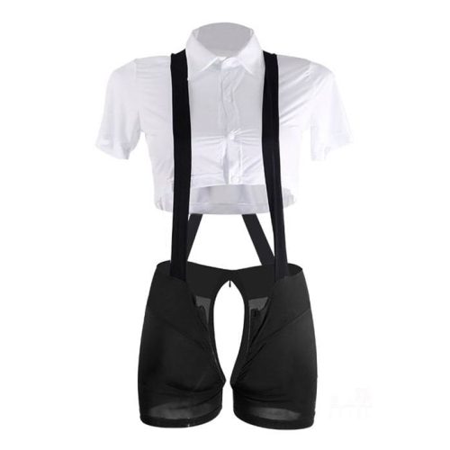 double head zipper suspender short midriff baring shirt sexy lingerie brief suit clothing for woman best love sex doll 793