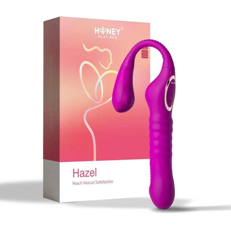 hazel strapless strap on thrusting dildo g spot vibrator tapping clit stimulator honey play box official 7