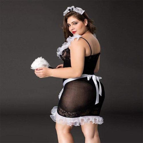 plus size maid nylon lace sexy lingerie set erotic costume with accessories xxl clothing for woman best love sex doll 113